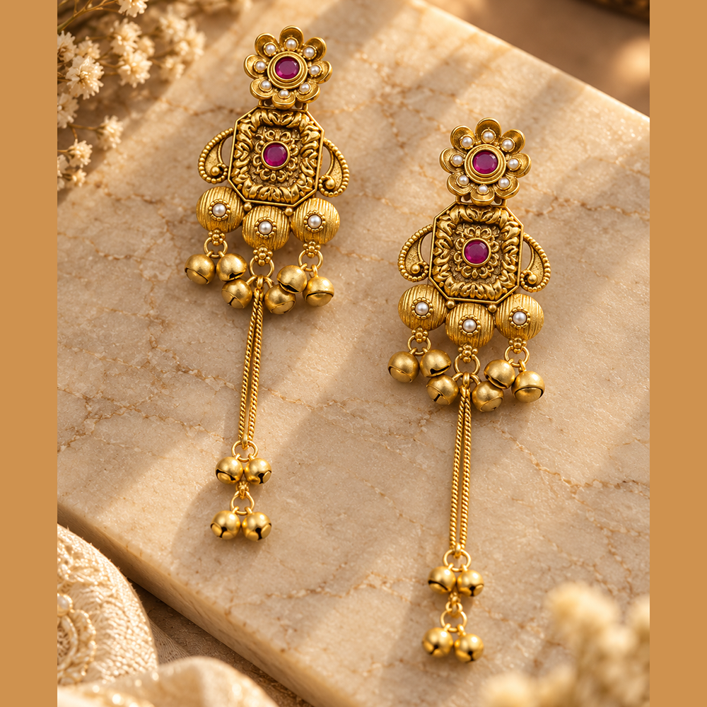Seevee Fashion Gold Plated Austrian Stone kashmiri Earrings for Women