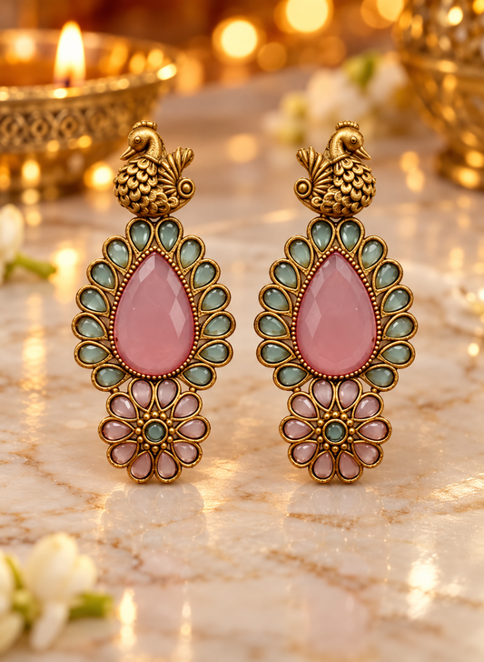 Seevee Fashion Gold Plated Kundan Stone Dangler Earrings