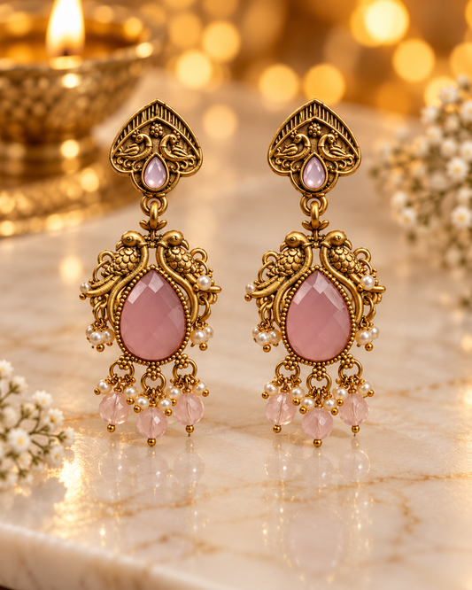 Seevee Fashion Gold Plated Crystal Stone Dangler Earrings