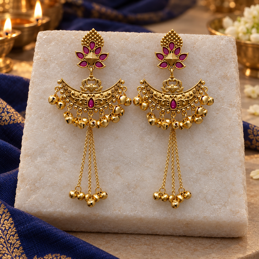 Seevee Fashion Gold Plated Pota Stone kashmiri Earrings for Women