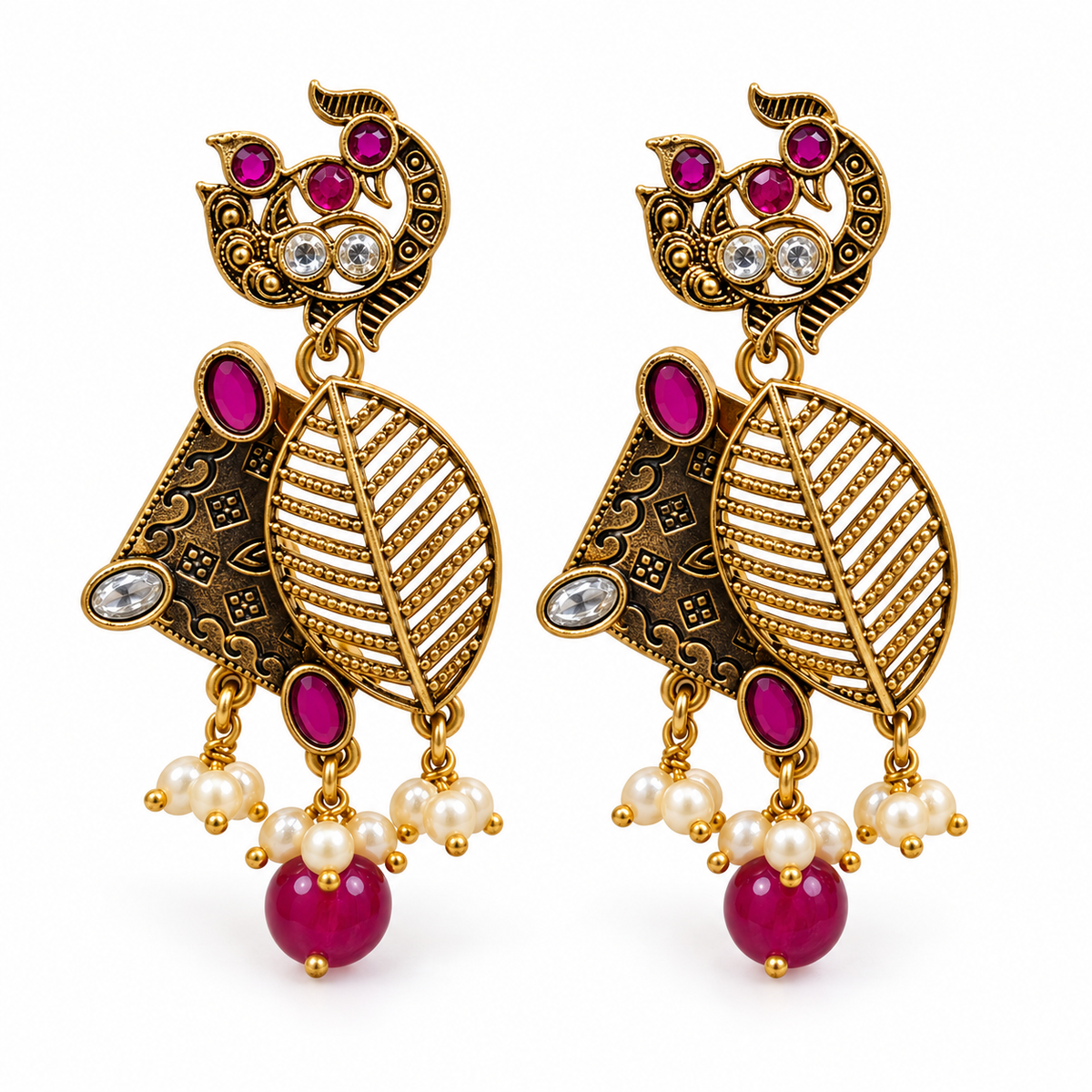 Seevee Fashion Gold Plated Kundan Stone Dangler Earrings