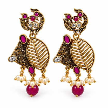 Seevee Fashion Gold Plated Kundan Stone Dangler Earrings