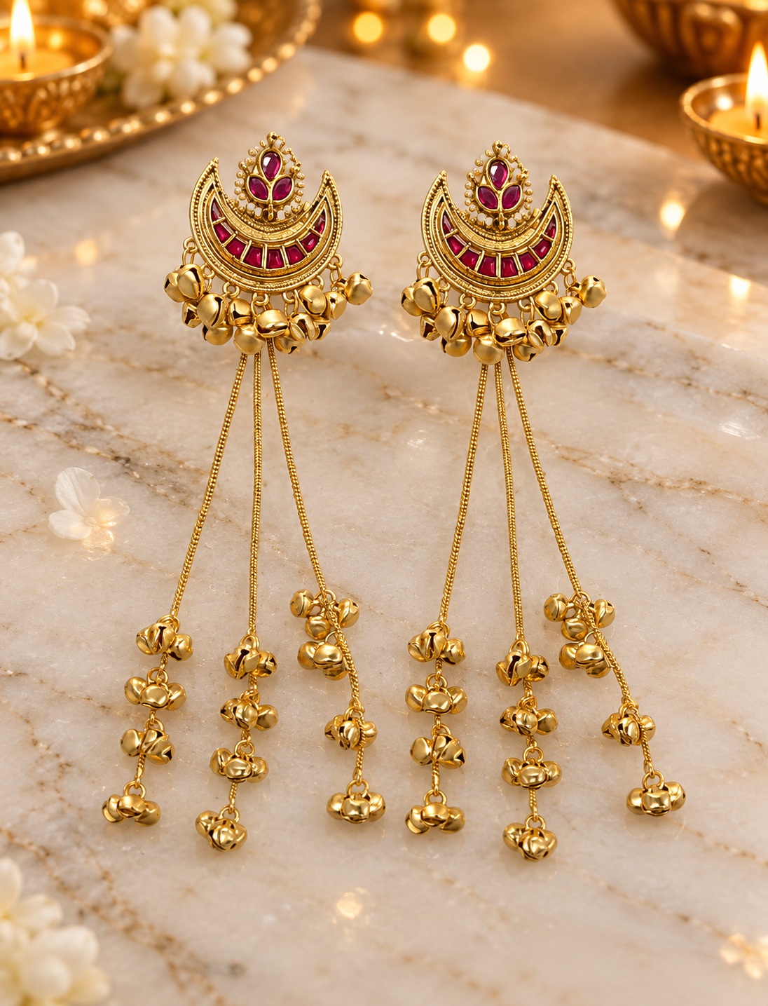 Seevee Fashion Gold Plated Pota Stone kashmiri Earrings for Women