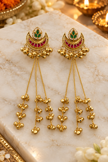 Seevee Fashion Gold Plated Pota Stone kashmiri Earrings for Women
