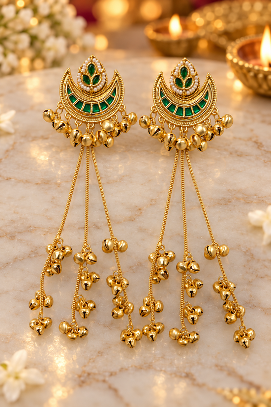 Seevee Fashion Gold Plated Pota Stone kashmiri Earrings for Women