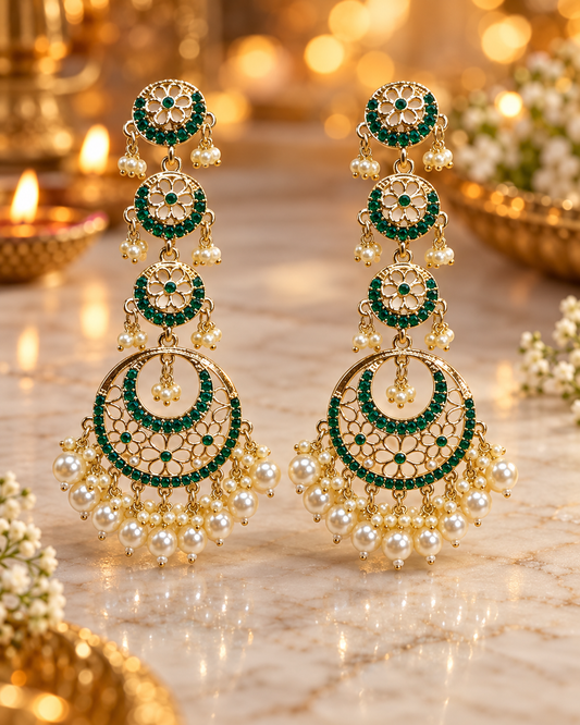 Seevee Fashion Gold Plated Austrian Stone And Kundan Dangler Earrings