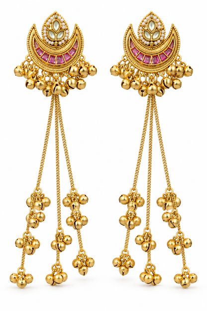 Seevee Fashion Gold Plated Pota Stone kashmiri Earrings for Women