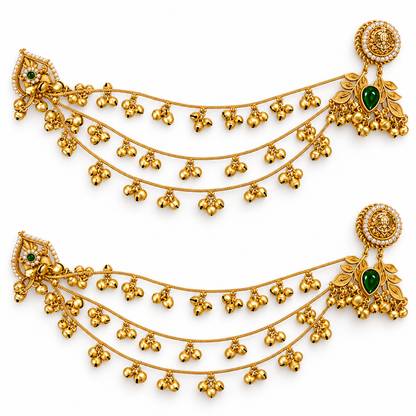 Seevee Fashion Gold Plated Kashmiri Earrings With Chain for Women