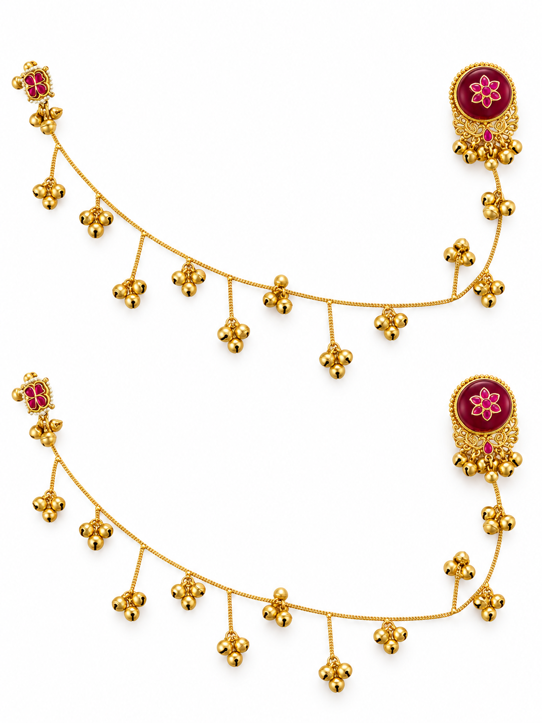 Seevee Fashion Gold Plated Kashmiri Earrings With Chain for Women