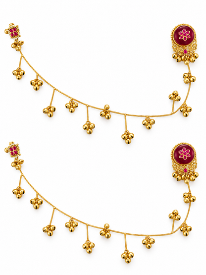 Seevee Fashion Gold Plated Kashmiri Earrings With Chain for Women