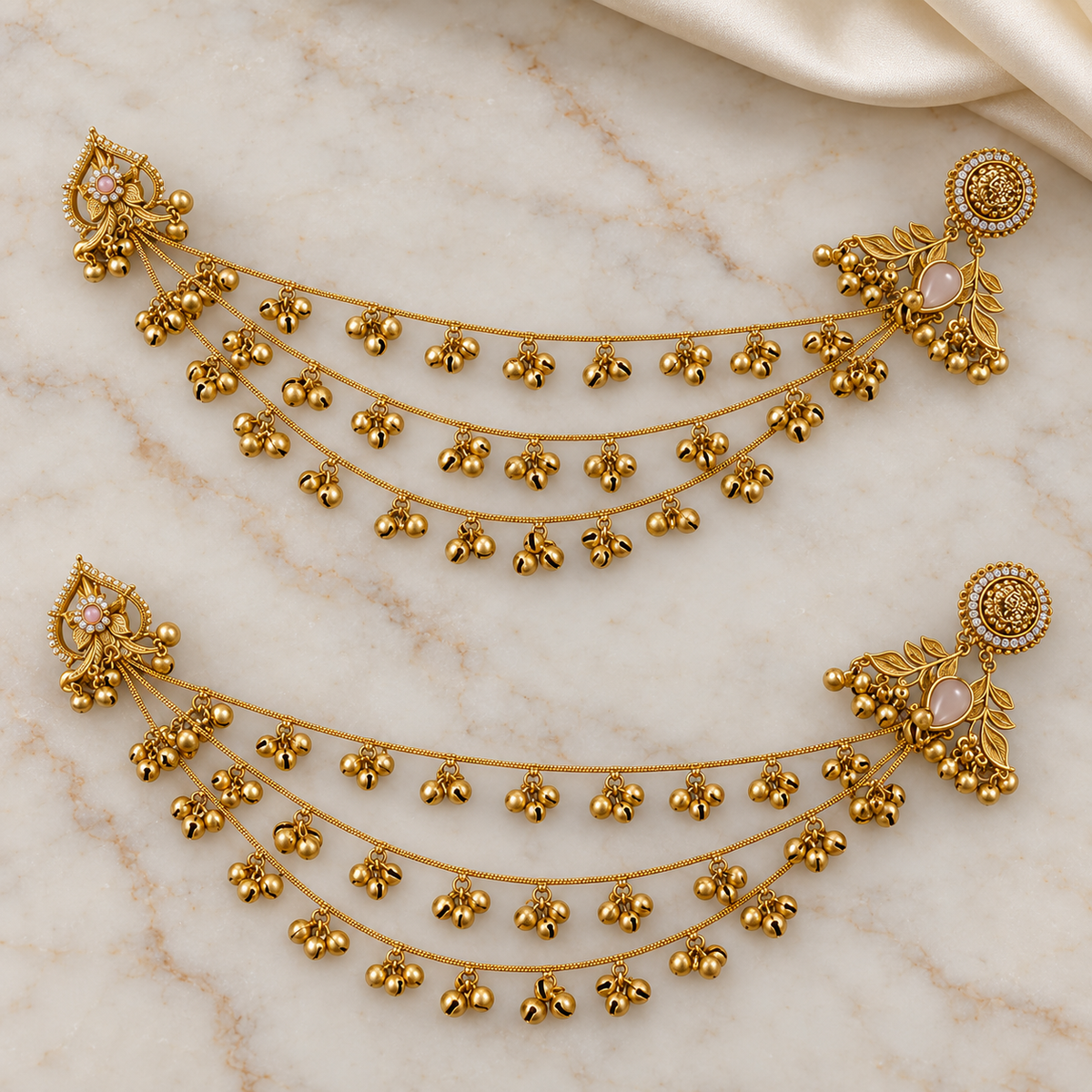 Seevee Fashion Gold Plated Kashmiri Earrings With Chain for Women