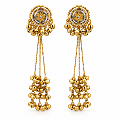 Seevee Fashion Gold Plated Pota Stone kashmiri Earrings for Women