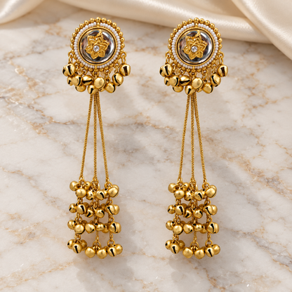 Seevee Fashion Gold Plated Pota Stone kashmiri Earrings for Women