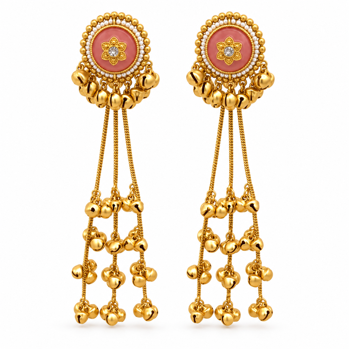 Seevee Fashion Gold Plated Pota Stone kashmiri Earrings for Women