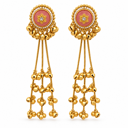 Seevee Fashion Gold Plated Pota Stone kashmiri Earrings for Women