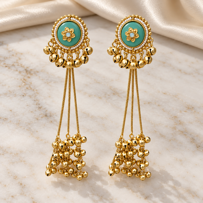 Seevee Fashion Gold Plated Pota Stone kashmiri Earrings for Women