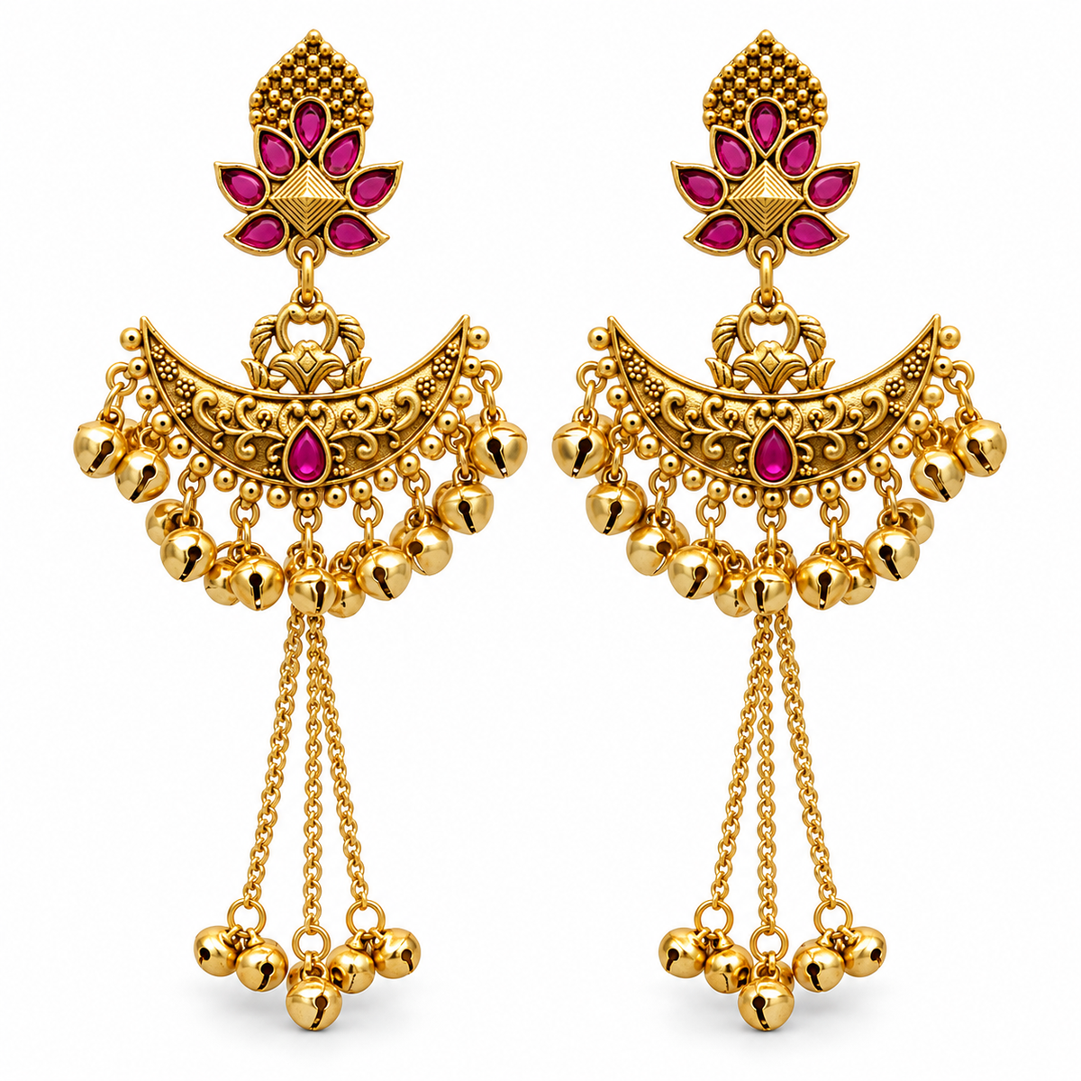 Seevee Fashion Gold Plated Pota Stone kashmiri Earrings for Women