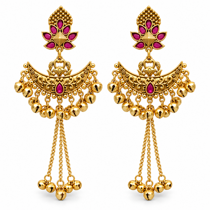 Seevee Fashion Gold Plated Pota Stone kashmiri Earrings for Women