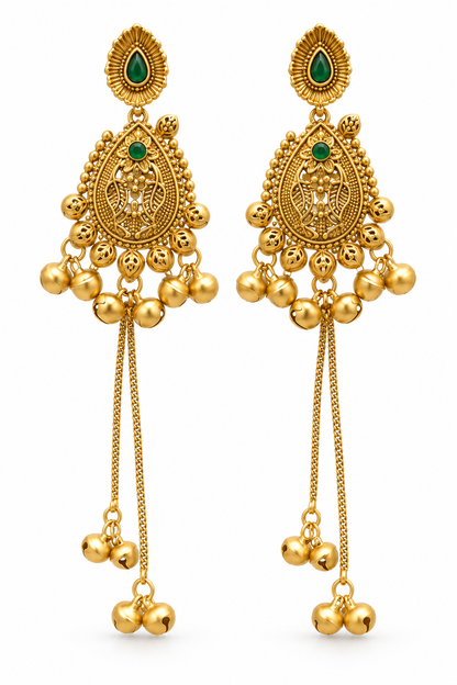 Seevee Fashion Gold Plated Pota Stone kashmiri Earrings for Women
