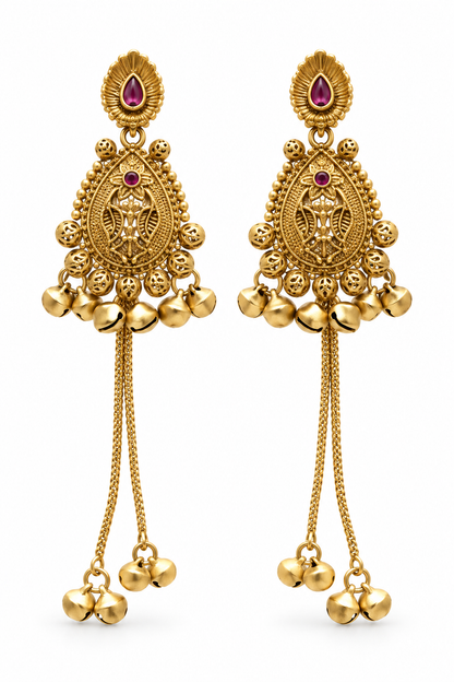 Seevee Fashion Gold Plated Pota Stone kashmiri Earrings for Women