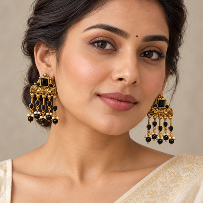 Seevee Fashion Gold Plated Kundan Stone Dangler Earrings for Women