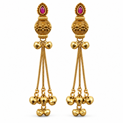 Seevee Fashion Gold Plated Pota Stone kashmiri Earrings for Women