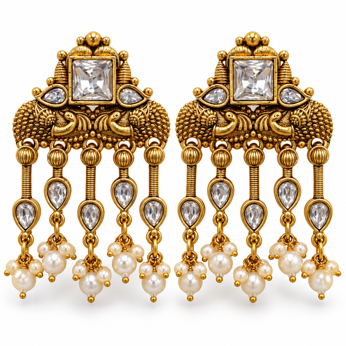 Seevee Fashion Gold Plated Kundan Stone Dangler Earrings for Women