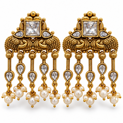 Seevee Fashion Gold Plated Kundan Stone Dangler Earrings for Women