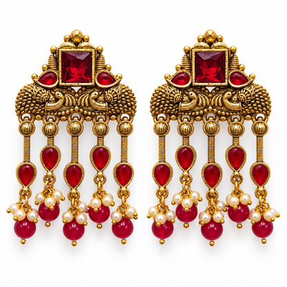 Seevee Fashion Gold Plated Kundan Stone Dangler Earrings for Women