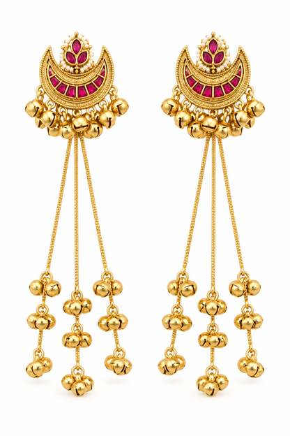 Seevee Fashion Gold Plated Pota Stone kashmiri Earrings for Women