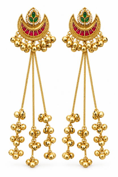 Seevee Fashion Gold Plated Pota Stone kashmiri Earrings for Women