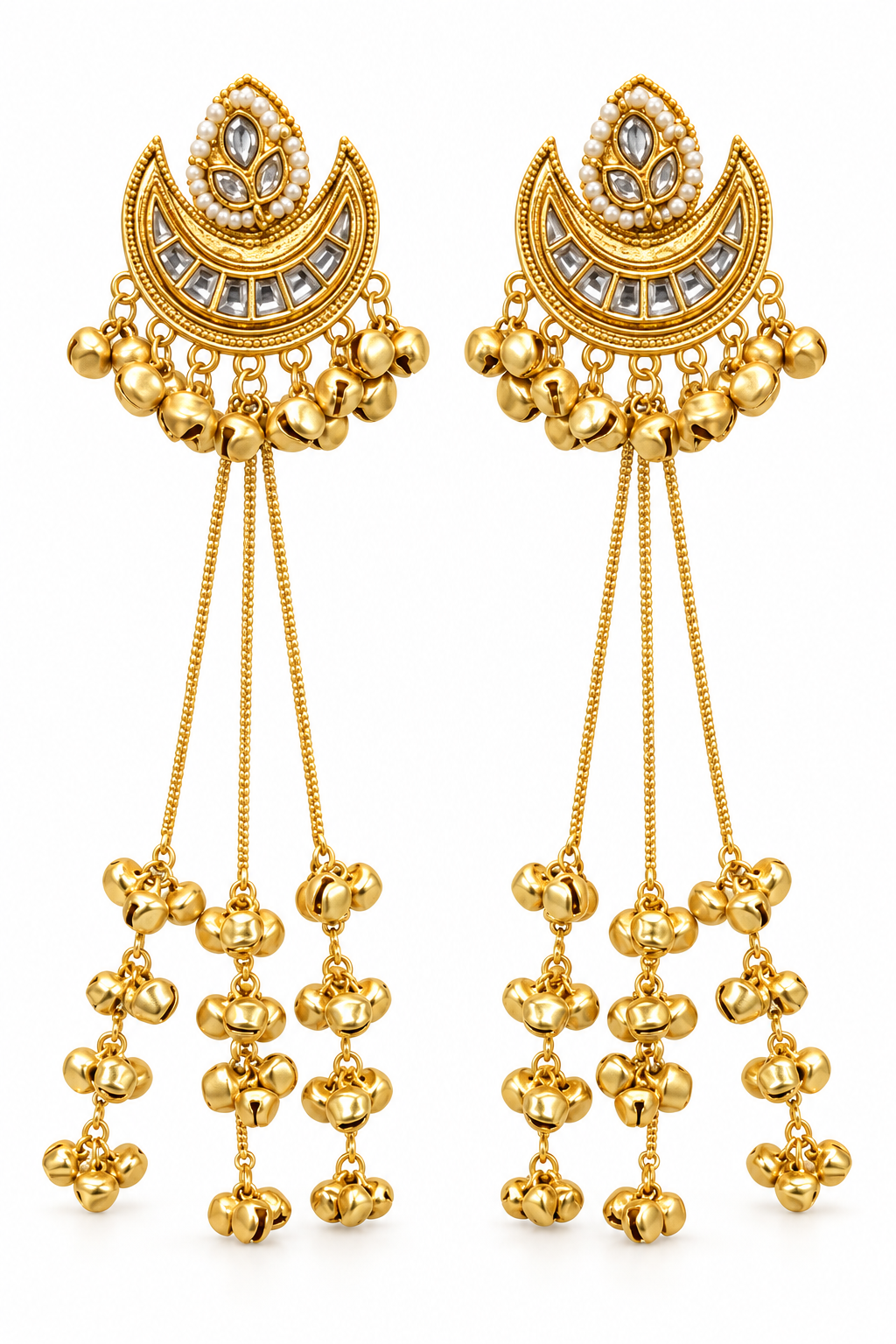 Seevee Fashion Gold Plated Pota Stone kashmiri Earrings for Women