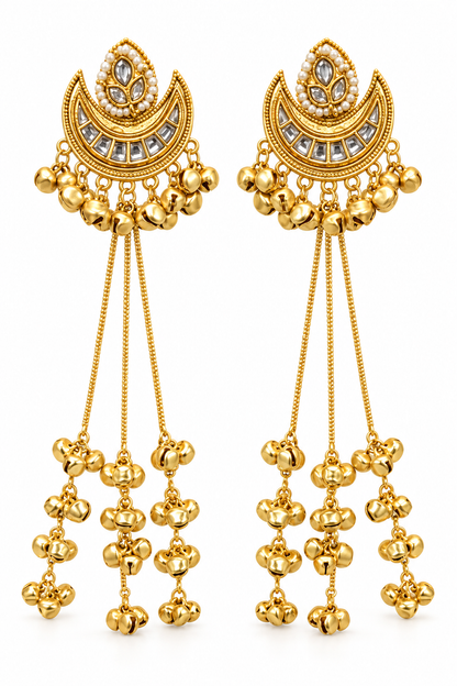 Seevee Fashion Gold Plated Pota Stone kashmiri Earrings for Women