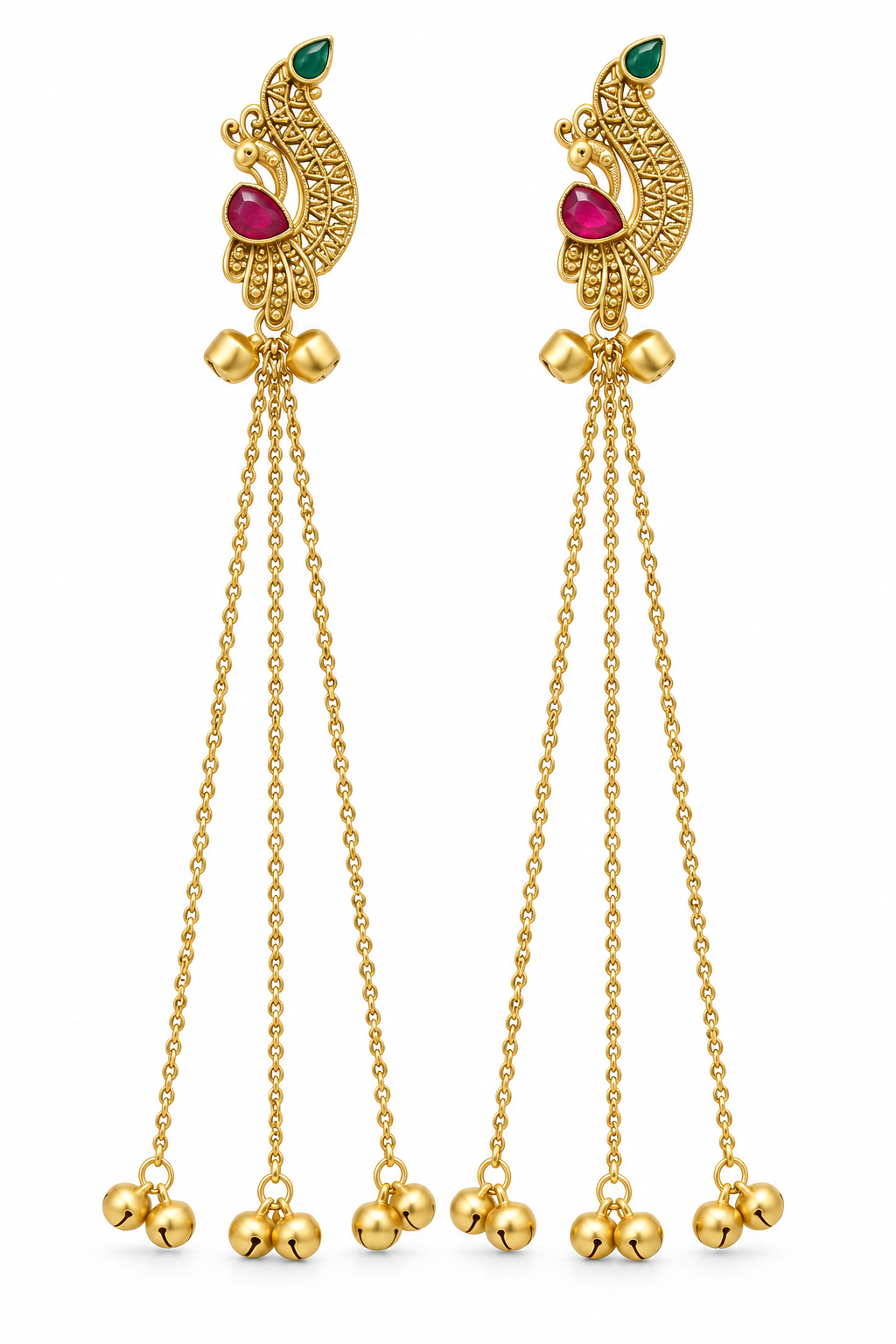 Seevee Fashion Gold Plated Pota Stone Peacock kashmiri Earrings for Women