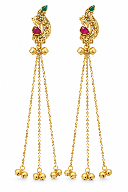 Seevee Fashion Gold Plated Pota Stone Peacock kashmiri Earrings for Women