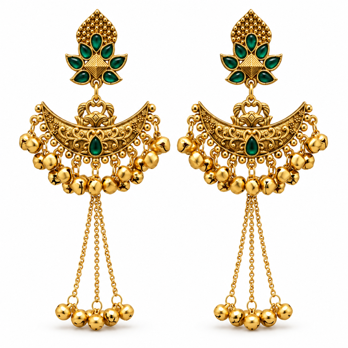 Seevee Fashion Gold Plated Pota Stone kashmiri Earrings for Women