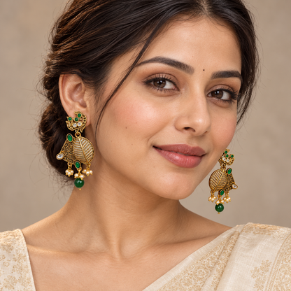 Seevee Fashion Gold Plated Kundan Stone Dangler Earrings