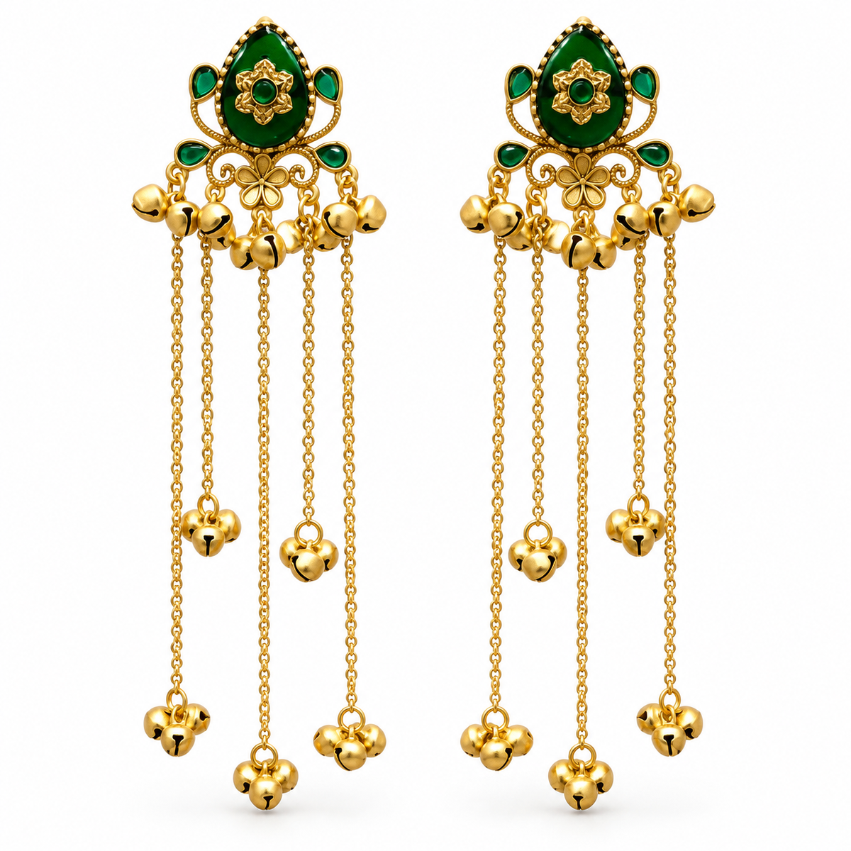 Seevee Fashion Gold Plated Pota Stone kashmiri Earrings for Women
