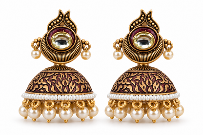 Seevee Fashion Gold Plated Kundan Stone Jhumki Earrings