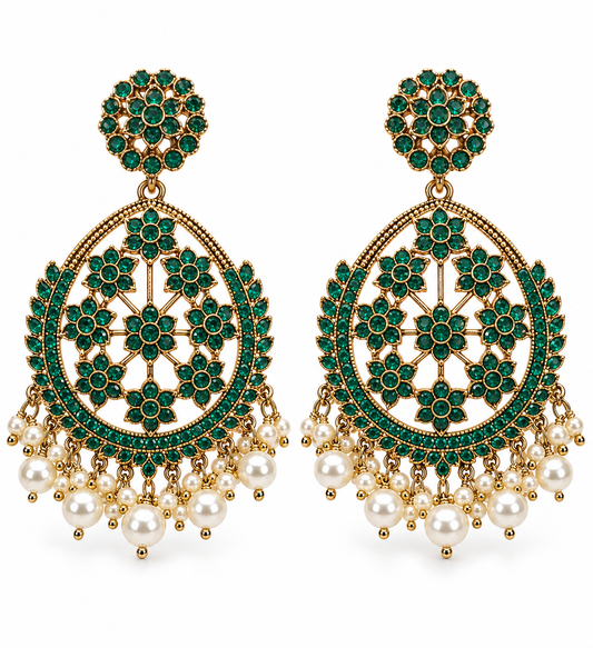 Seevee Fashion Gold Plated Pota Stone Dangler Earrings