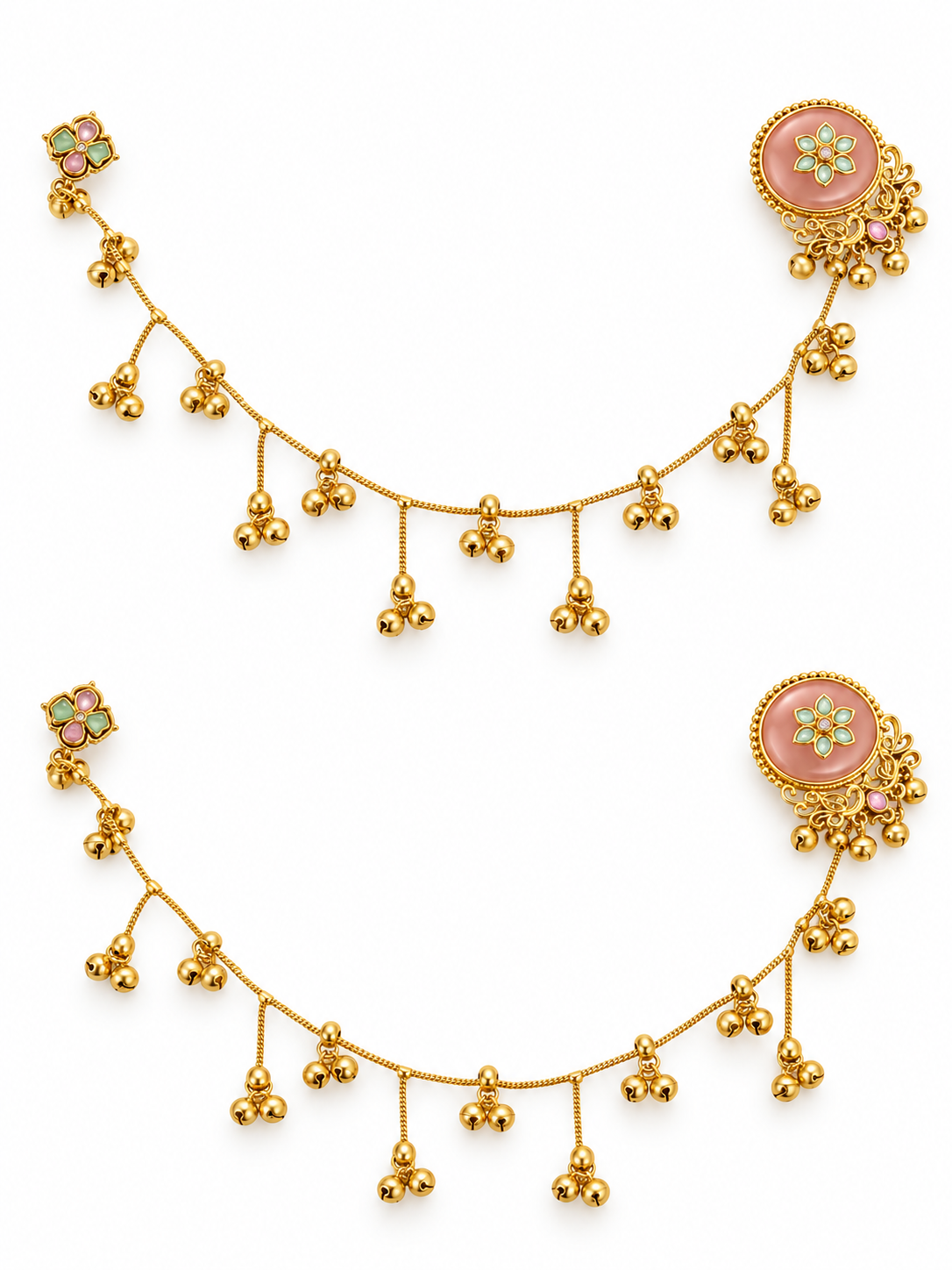 Seevee Fashion Gold Plated Kashmiri Earrings With Chain for Women