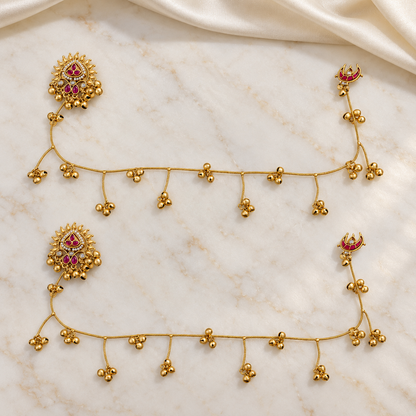 Seevee Fashion Gold Plated Kashmiri Earrings With Chain for Women