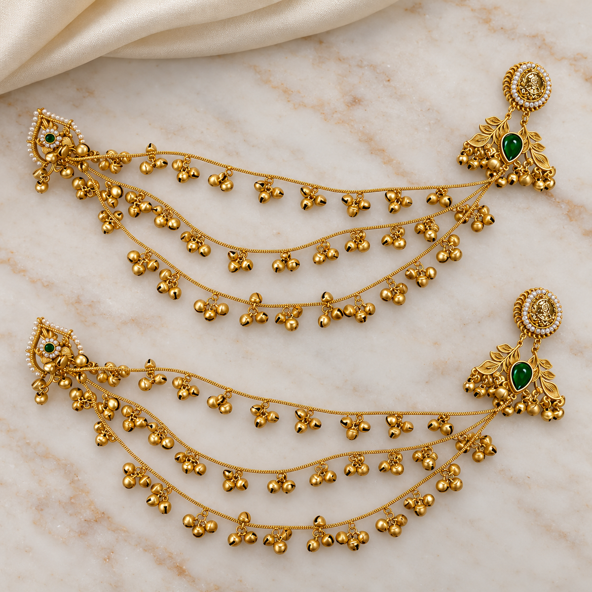 Seevee Fashion Gold Plated Kashmiri Earrings With Chain for Women