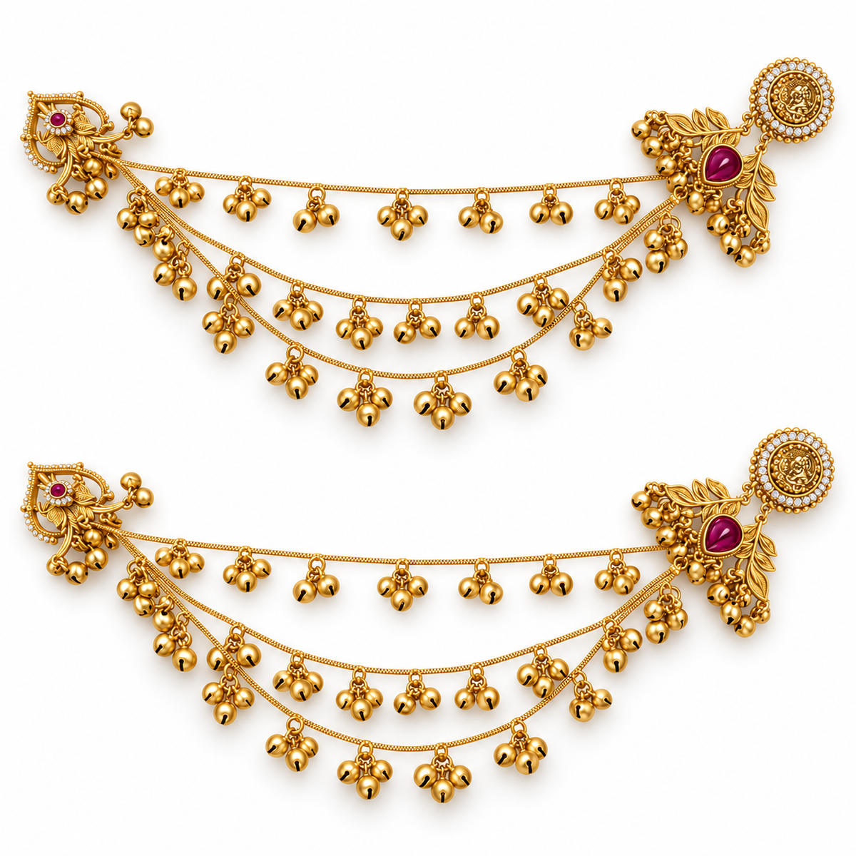 Seevee Fashion Gold Plated Kashmiri Earrings With Chain for Women