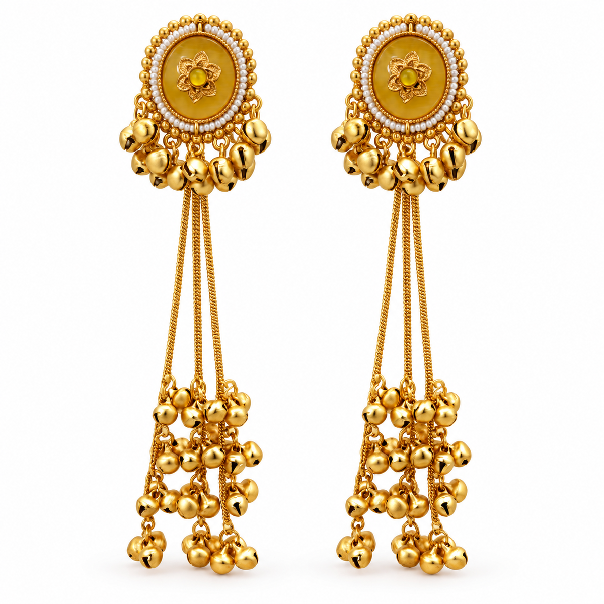 Seevee Fashion Gold Plated Pota Stone kashmiri Earrings for Women
