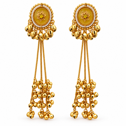 Seevee Fashion Gold Plated Pota Stone kashmiri Earrings for Women
