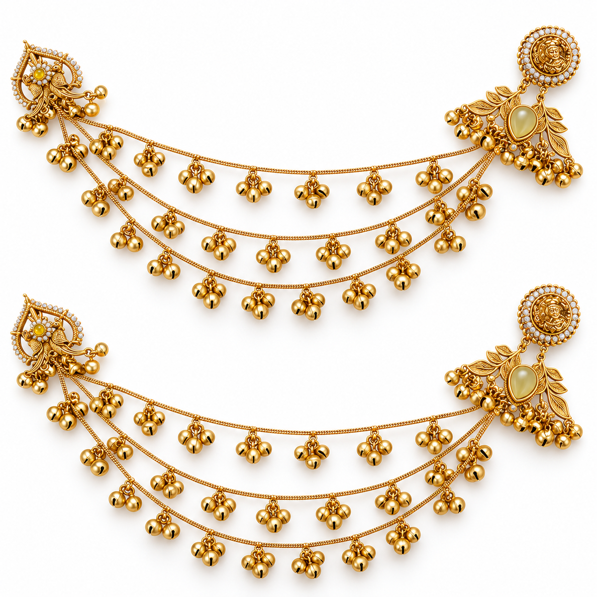 Seevee Fashion Gold Plated Kashmiri Earrings With Chain for Women
