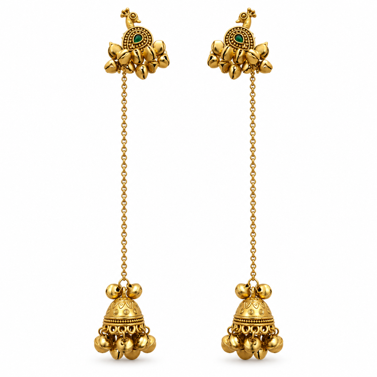 Seevee Fashion Gold Plated Pota Stone Peacock kashmiri Earrings for Women