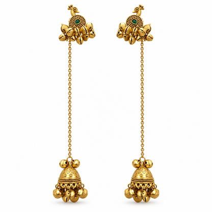 Seevee Fashion Gold Plated Pota Stone Peacock kashmiri Earrings for Women