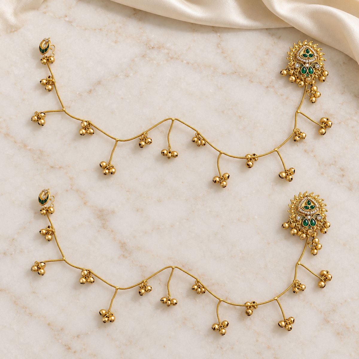 Seevee Fashion Gold Plated Kashmiri Earrings With Chain for Women